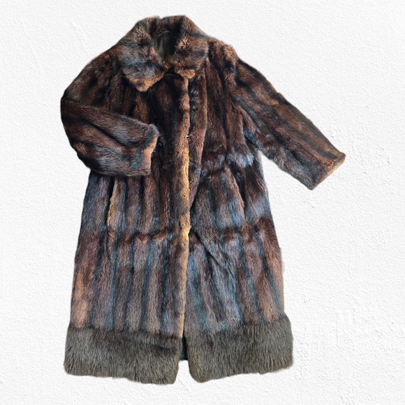 1950s Vintage Brown Mink Fur Coat Mid-Century Swing Old Hollywood Glam Size M/L - Picture 7 of 16